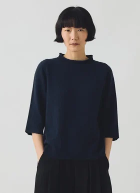 Maglione a mezze maniche in lana fine e cashmere