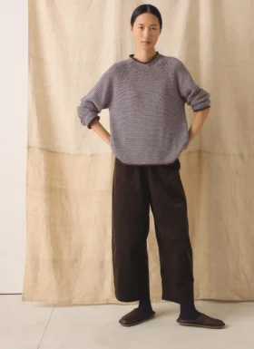 Maglione a righe in misto lino e cotone