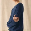 Maglione elegante a righe in lana e cashmere