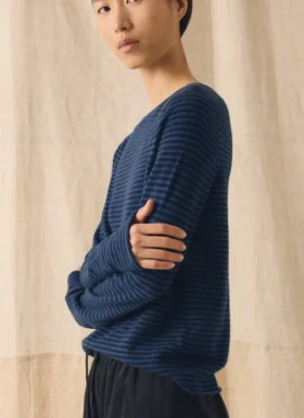 Maglione elegante a righe in lana e cashmere