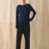 Maglione elegante a righe in lana e cashmere