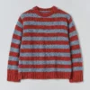 Maglione girocollo in lana Donegal a righe Maglione girocollo in lana Donegal a righe