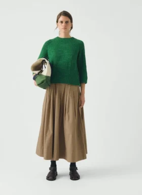 Maglione in cotone e lino a coste