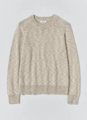 Maglione in lino e cotone con collo rotondo