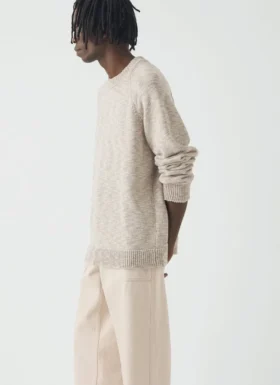 Maglione in lino e cotone con collo rotondo