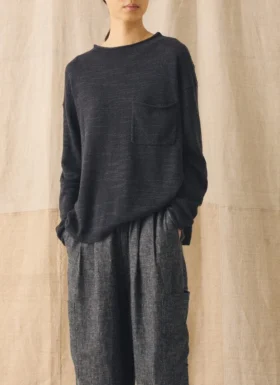 Maglione in maglia fine di cotone e lino