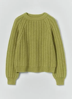 Maglione in misto lana e cotone a coste