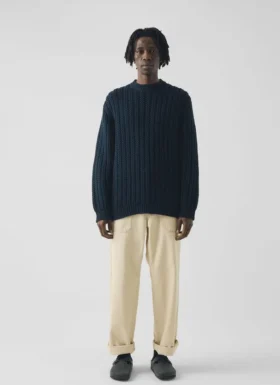 Maglione in misto lana e cotone a coste