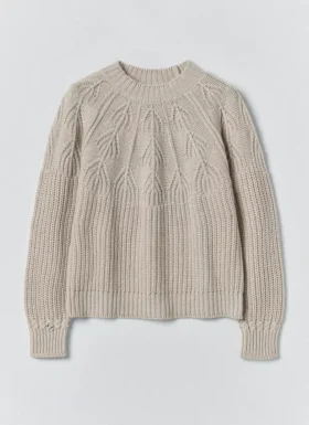Maglione in misto lana e cotone con motivo a ventaglio