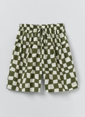 Pantaloncini a quadri stampati a mano