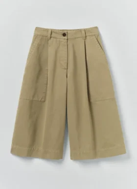 Pantaloncini in twill di cotone plissettato