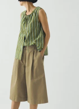 Pantaloncini in twill di cotone plissettato