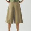Pantaloncini in twill di cotone plissettato