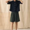 Pantaloncini leggeri in lino tinti in capo