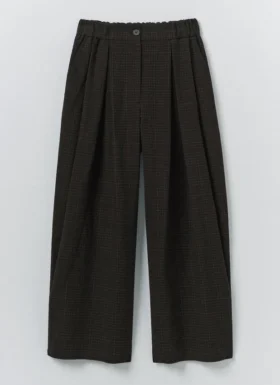 Pantaloni a gamba larga in cotone e lana a quadri Carys
