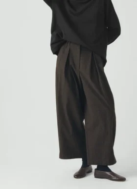 Pantaloni a gamba larga in cotone e lana a quadri Carys