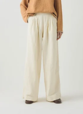 Pantaloni a gamba larga in cotone e lino Corinne