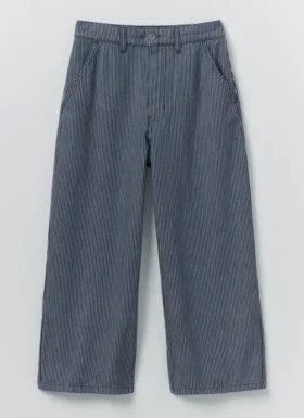 Pantaloni a gamba larga in denim a righe Hickory