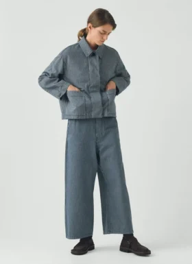 Pantaloni a gamba larga in denim a righe Hickory