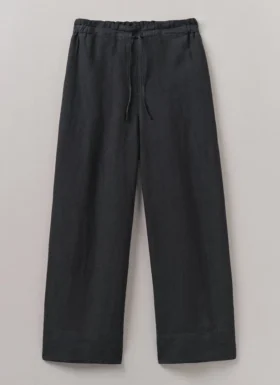 Pantaloni a gamba larga in lino tinti in capo