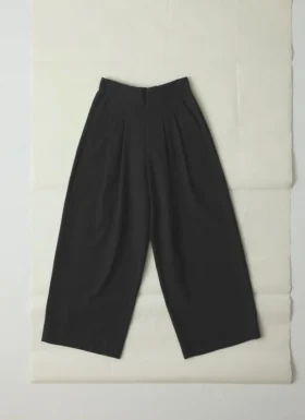 Pantaloni a gamba larga in misto lana e cotone a spina di pesce Corinne