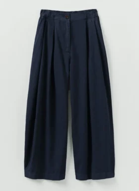 Pantaloni a gamba larga in tela di cotone e lino Carys