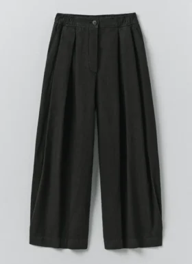 Pantaloni a gamba larga in tela di cotone e lino Carys