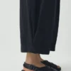 Pantaloni a gamba larga in tela di cotone e lino Carys