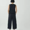 Pantaloni a gamba larga in tela di cotone e lino Carys