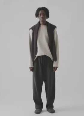 Pantaloni a pieghe in jersey loopback
