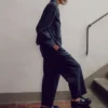 Pantaloni con pieghe sul davanti in cotone e lana a spina di pesce Pantaloni con pieghe sul davanti in cotone e lana a spina di pesce