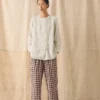 Pantaloni con tasche applicate in cotone e lino a quadretti Pantaloni con tasche applicate in cotone e lino a quadretti