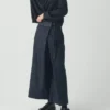 Pantaloni culotte in denim a pieghe