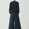 Pantaloni culotte in denim a pieghe