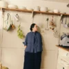 Pantaloni culotte in denim giapponese