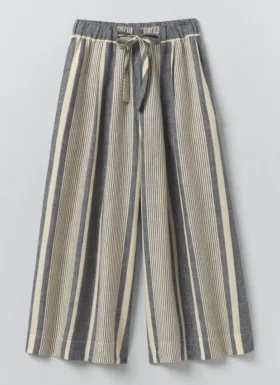 Pantaloni culotte in lino a righe