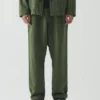 Pantaloni elasticizzati in misto cotone e lino a righe sovratinte Pantaloni elasticizzati in misto cotone e lino a righe sovratinte