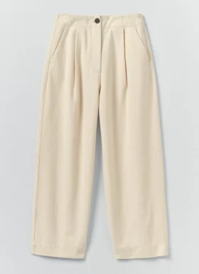Pantaloni in cotone con pieghe sul davanti