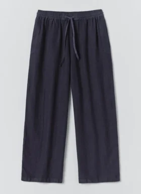 Pantaloni in lino tinti in capo con coulisse Pantaloni in lino tinti in capo con coulisse