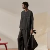 Pantaloni in lino tinti in capo con coulisse Pantaloni in lino tinti in capo con coulisse