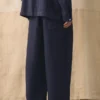 Pantaloni in lino tinti in capo con coulisse Pantaloni in lino tinti in capo con coulisse