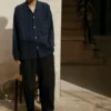 Pantaloni in lino tinti in capo con coulisse Pantaloni in lino tinti in capo con coulisse