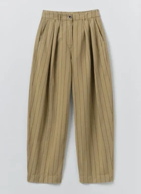 pantaloni in misto cotone e lino a righe con pieghe sul davanti 1 280x385 - Pantaloni in misto cotone e lino a righe con pieghe sul davanti