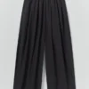 Pantaloni in popeline di cotone con pieghe