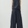 Pantaloni in popeline di cotone con pieghe