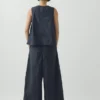 Pantaloni in popeline di cotone con pieghe