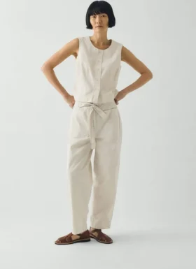 Pantaloni in twill di cotone con cintura