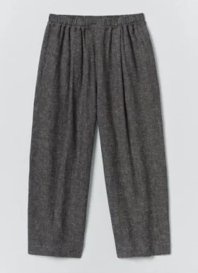 Pantaloni in twill di cotone e lino a pieghe