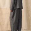 Pantaloni in twill di cotone e lino a pieghe Pantaloni in twill di cotone e lino a pieghe