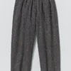 Pantaloni in twill di cotone e lino a pieghe Pantaloni in twill di cotone e lino a pieghe